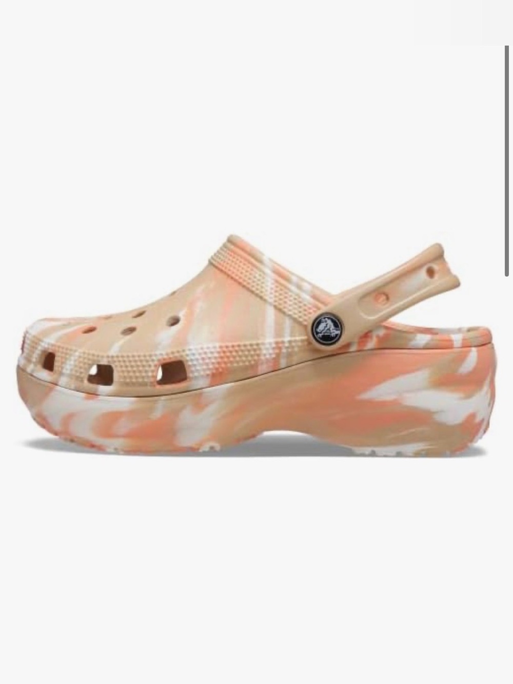 CROCS Marbled Platform Clog in Peach White Beige Chai womans 6